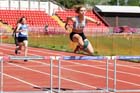 Rachel Carter (Middlesbrough Mandale) winning the 300 metres hurdles at the North Eastern Champs, Gateshead.